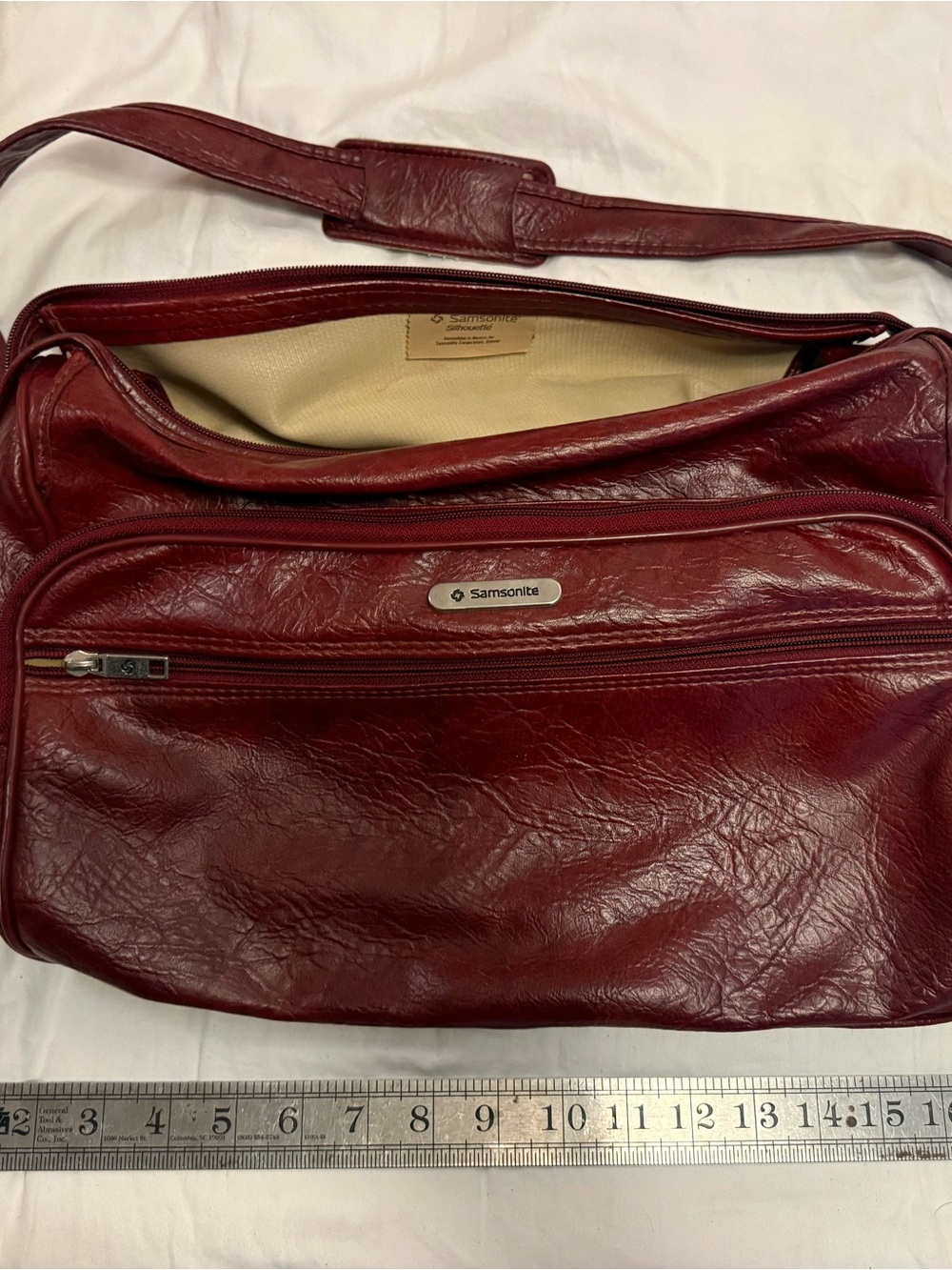 Burgundy Samsonite Silhouette II carry-on 1970s